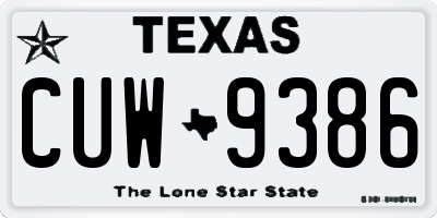TX license plate CUW9386