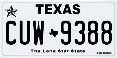 TX license plate CUW9388