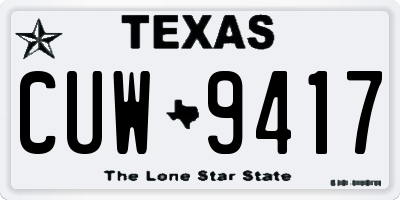 TX license plate CUW9417