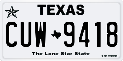 TX license plate CUW9418