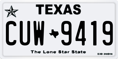 TX license plate CUW9419