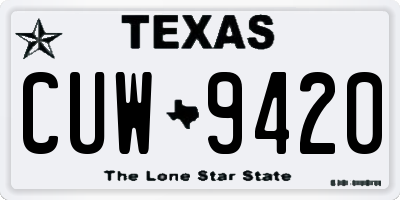 TX license plate CUW9420