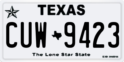 TX license plate CUW9423