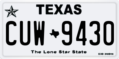 TX license plate CUW9430