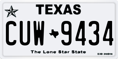 TX license plate CUW9434