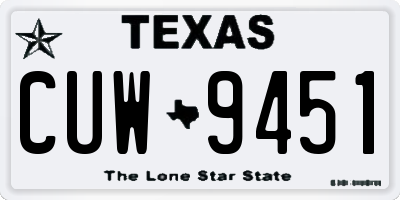 TX license plate CUW9451