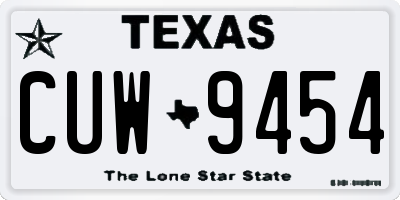 TX license plate CUW9454