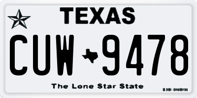 TX license plate CUW9478
