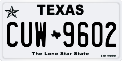 TX license plate CUW9602