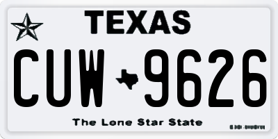 TX license plate CUW9626