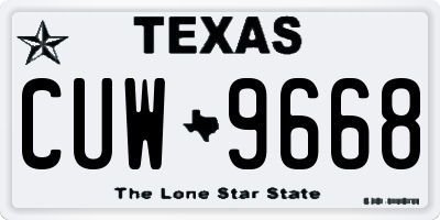 TX license plate CUW9668