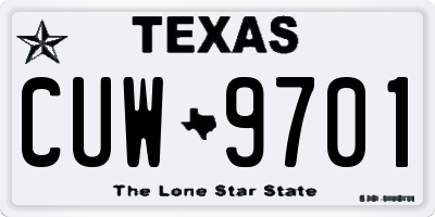 TX license plate CUW9701
