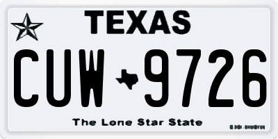 TX license plate CUW9726
