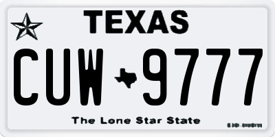 TX license plate CUW9777