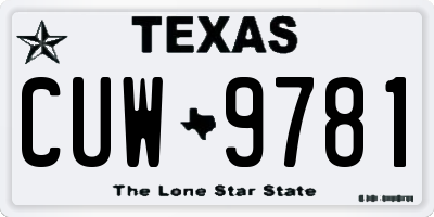 TX license plate CUW9781