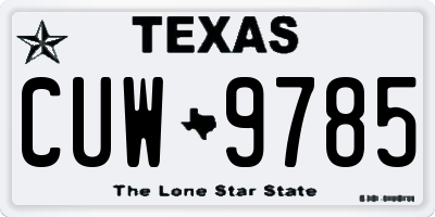 TX license plate CUW9785