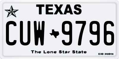 TX license plate CUW9796