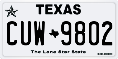 TX license plate CUW9802