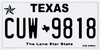 TX license plate CUW9818