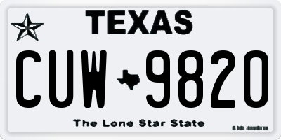 TX license plate CUW9820