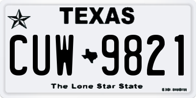 TX license plate CUW9821