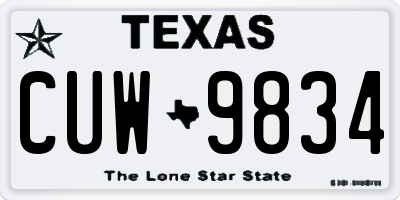 TX license plate CUW9834