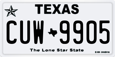 TX license plate CUW9905