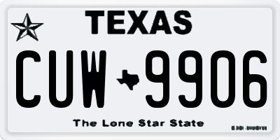 TX license plate CUW9906