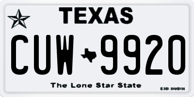 TX license plate CUW9920