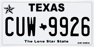 TX license plate CUW9926