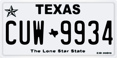 TX license plate CUW9934