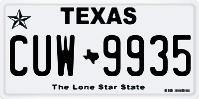 TX license plate CUW9935