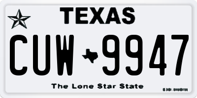 TX license plate CUW9947
