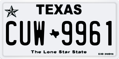 TX license plate CUW9961