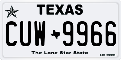 TX license plate CUW9966