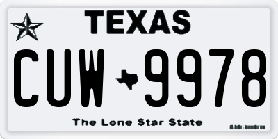 TX license plate CUW9978
