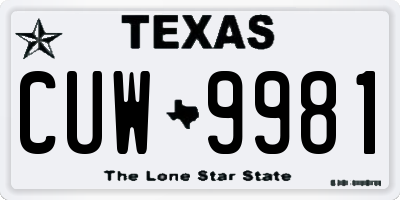 TX license plate CUW9981