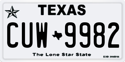 TX license plate CUW9982