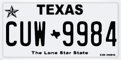 TX license plate CUW9984