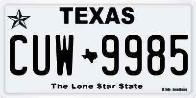 TX license plate CUW9985