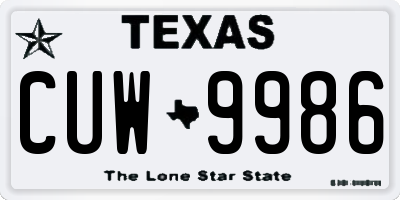 TX license plate CUW9986