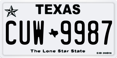 TX license plate CUW9987