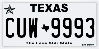 TX license plate CUW9993
