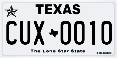 TX license plate CUX0010