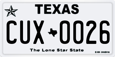 TX license plate CUX0026