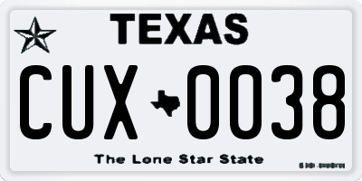 TX license plate CUX0038
