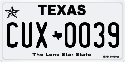 TX license plate CUX0039