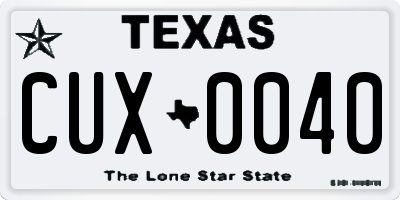 TX license plate CUX0040