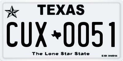 TX license plate CUX0051