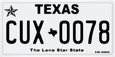 TX license plate CUX0078